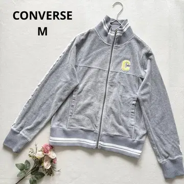 컨버스 블루 그레이 벨로아 집업 라인 후드티 M 스포티