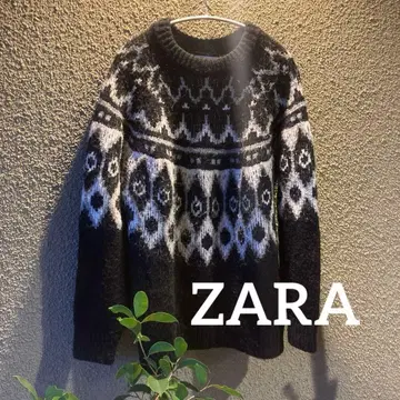 ZARA 노르딕 무늬 니트 스웨터 M 블랙 화이트
