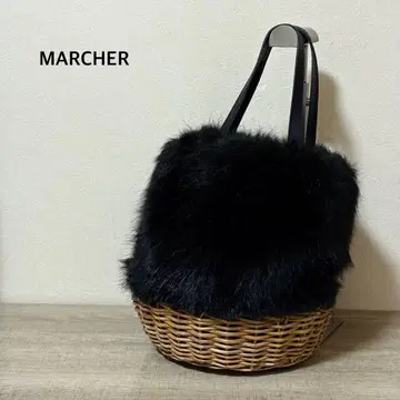 MARCHER 인조 모피 바스켓백 블랙