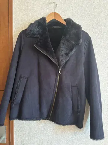 다크 블루 퍼 지퍼 코트 유니클로 L 사이즈