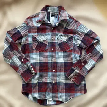 BLUE BLUE 인디고 염색 긴팔 플란넬 셔츠 파랑 빨강 체크