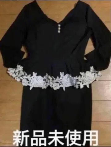 캬바쿠라 미사용 새상품 블랙 꽃 자수 타이트 드레스