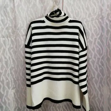 스트라이프 터틀넥 스웨터