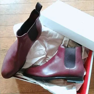 버건디 가죽 사이드 고어 부츠