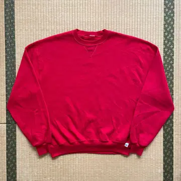 90s RUSSELL ATHLETIC 맨투맨 앞 V 가제트 빨간색 무지