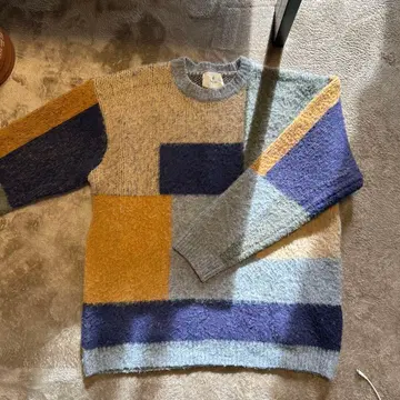 멀티 컬러 블록 패턴 니트 스웨터