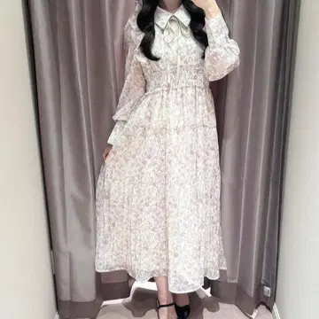 AnMILLE 턱 프릴 옷깃 원피스 핑크