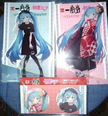 미개봉 새상품 하츠네 미쿠 잇푸도 콜라보 캔뱃지 아크릴 스탠드 3종 세트