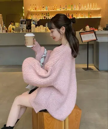 hinari 오버 사이즈 컬러 니트 핑크