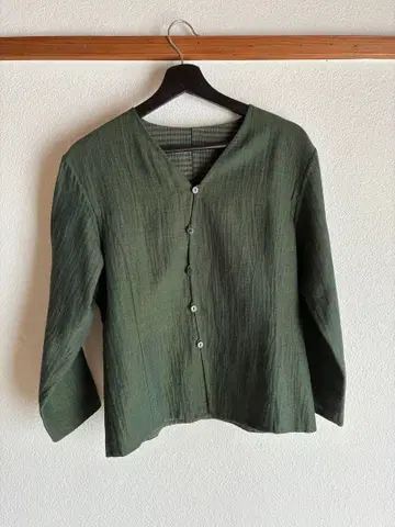 요건 레일 린넨 코튼 블라우스 자켓