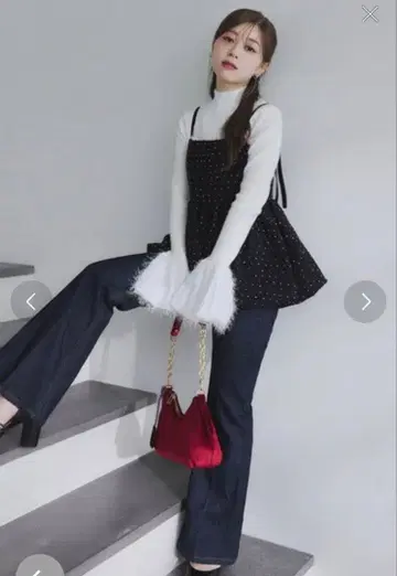 NOELA 세미 플레어 데님 팬츠 다크 인디고 블루 허리 70