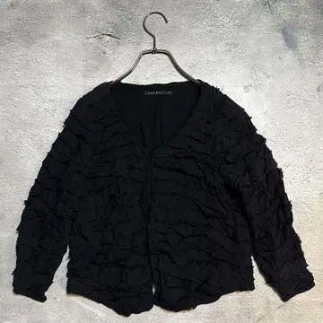 TWIGGY 트위기 프린지 디자인 가디건 자켓 블랙 F