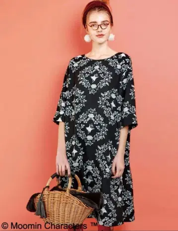 무민 리틀 미이 모노톤 프린트 원피스 펠리시모 시럽 L 사이즈
