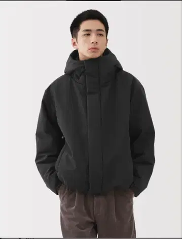 무인양품 신사 방풍 발수 솜 후드 자켓 블랙 XL