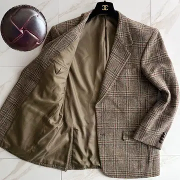 새상품급 Harris Tweed 트위드 테일러드 자켓 호두 버튼