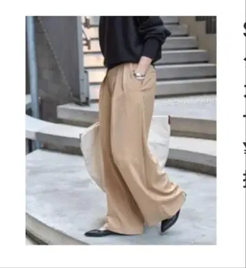 Spick & Span 베이지 와이드 팬츠 플리츠