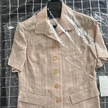 베이지 스트라이프 숏 슬리브 자켓 9호