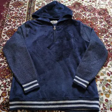 블랙 & 화이트 상의 후드티 M 네이비 라메