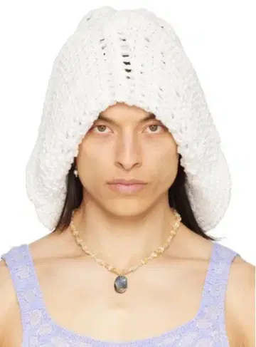 isaboulder 화이트 롱 니트 모자