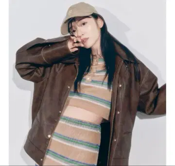 스나이델 인조 가죽 블루종