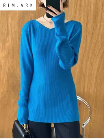 인기! [ RIM.ARK ] Both V open knit tops 니트