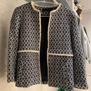 ZARA WOMAN 노카라 자켓 XS 네이비/화이트