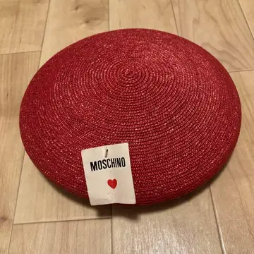 빈티지 MOSCHINO 빨간색 밀짚 베레모