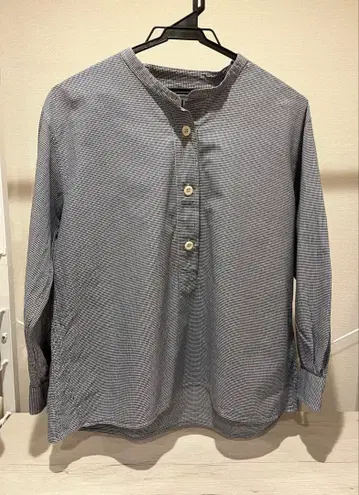 MHL. 블루 그레이 긴팔 노카라 셔츠 사이즈 I