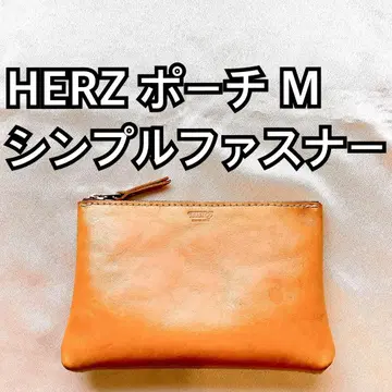 HERZ(헬츠) 지퍼 파우치 카멜 M 사이즈 가죽