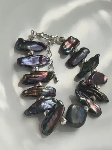 담수 진주 메탈릭 블랙 양귀비 진주 파이라이트 진공 진주 팔찌