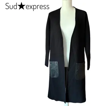 Sud express 심플하고 멋진 블랙 노카라 롱 가디건