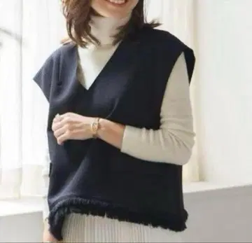 anplegant 앙프레강트 프린지 베스트 네이비