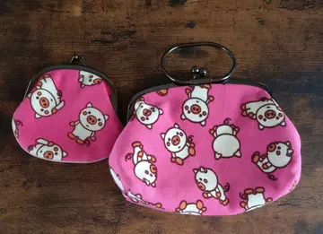 WABISUKE 일본제 가마구치 파우치와 가마구치 핑크 돼지