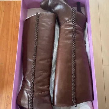 질 브라운 가죽 뜨개질 롱 부츠 24