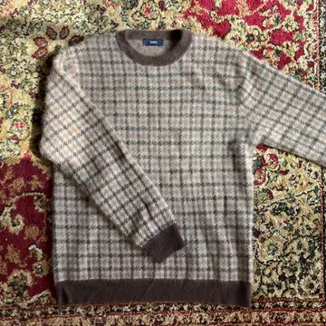 [ SHIPS ] 하운드투스 패턴 브라운 크루넥 니트