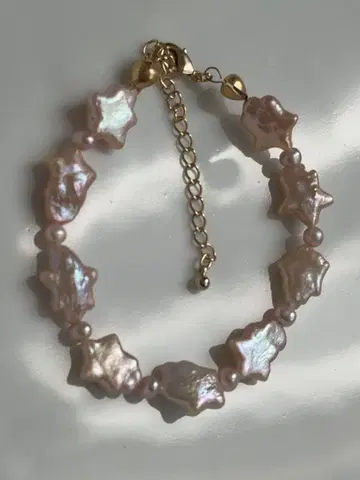 담수 진주 메탈릭 벚꽃 핑크 천연색 별 별똥별 바로크 팔찌