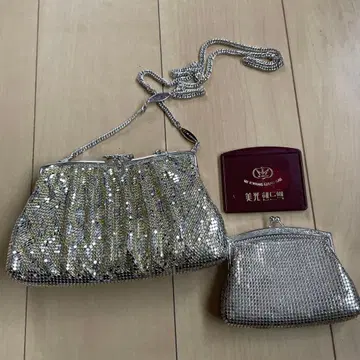 비즈 장식 실버 골드 클러치백