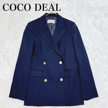 COCO DEAL 더블 브레스트 골드 버튼 테일러드 자켓 네이비