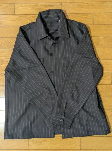 블랙 스트라이프 긴팔 셔츠와 팬츠 세트