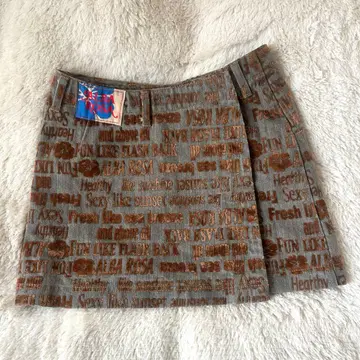 레어 ALBAROSA 로고 데님 스커트 올 패턴 미니 스커트 S~M