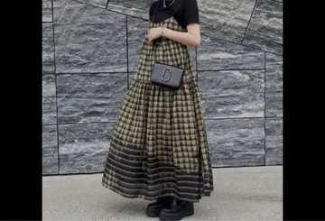 ANLEM 티어드 체크 원피스