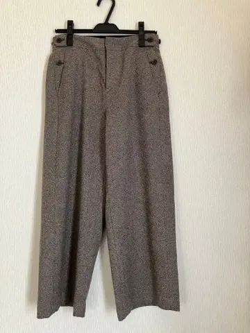 그레이 와이드 팬츠 울 혼방