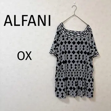 새상품급 ALFANI 기하학 패턴 반팔 튜닉 [ OX ] 블랙 상의