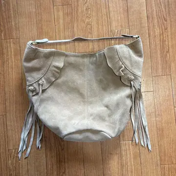 베이지 스웨이드 프린지 숄더백 외출용
