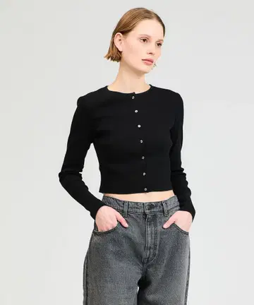 새상품급 에스트네이션 구매 GGG 크롭 가디건 블랙