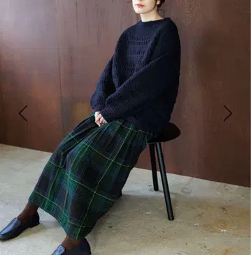 natural by crip 린넨 레이온 체크 개더 스커트