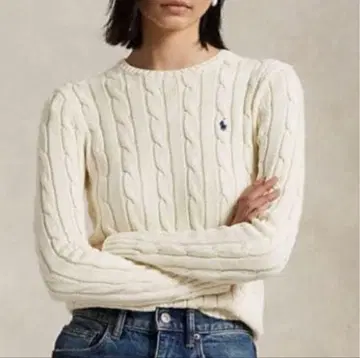 폴로 랄프 로렌 케이블 니트 아이보리 면 코튼 100%