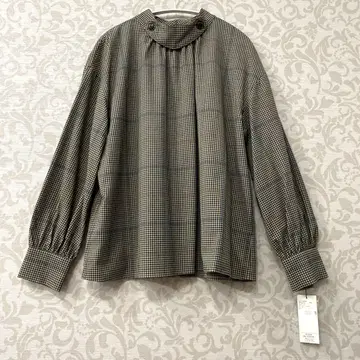 미사용 바빌론 긴팔 블라우스 베이지 체크