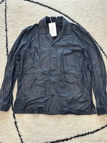 YOKE 차콜 네이비 가죽 셔츠 자켓