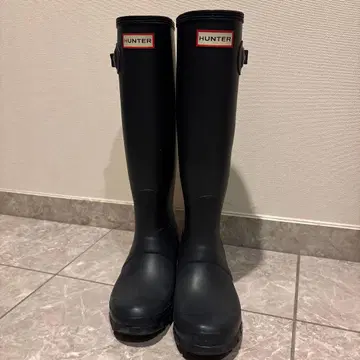 HUNTER 네이비 롱 부츠